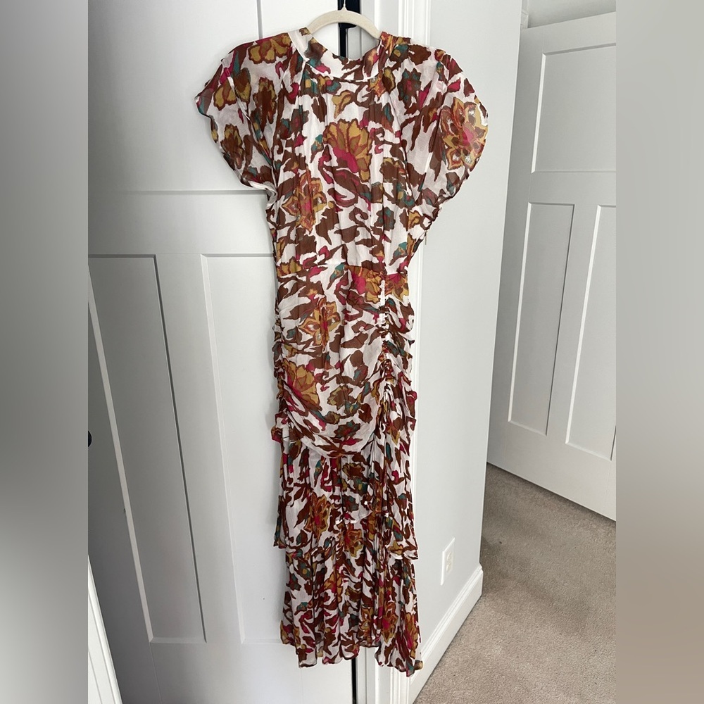 Cleobella Cecilia Ankle Dress In Shea Side Slit Print Short Sleeve - Picture 2 of 9